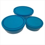 Set of 3 glass casseroles, round, Andia, capacity 1.55 l, 0.85 l, 0.45 l, plastic cover